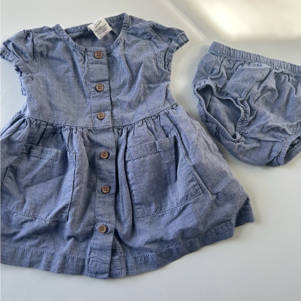 Little Planet Dress and Bloomers Set Blue Lightweight Summer Baby 3-6 months